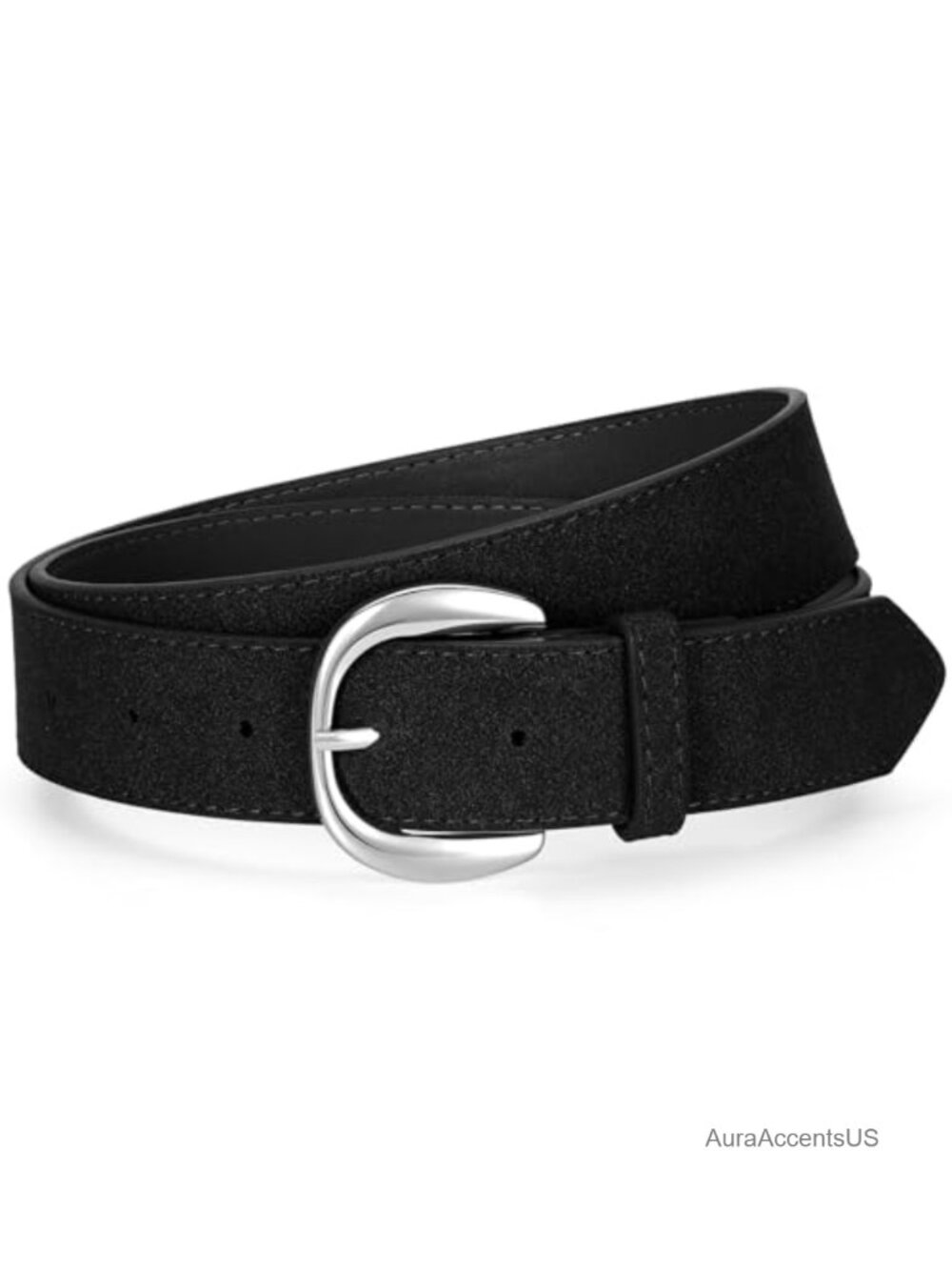 Faux Suede Women's Belt with Retro Gold/Silver Buckle
